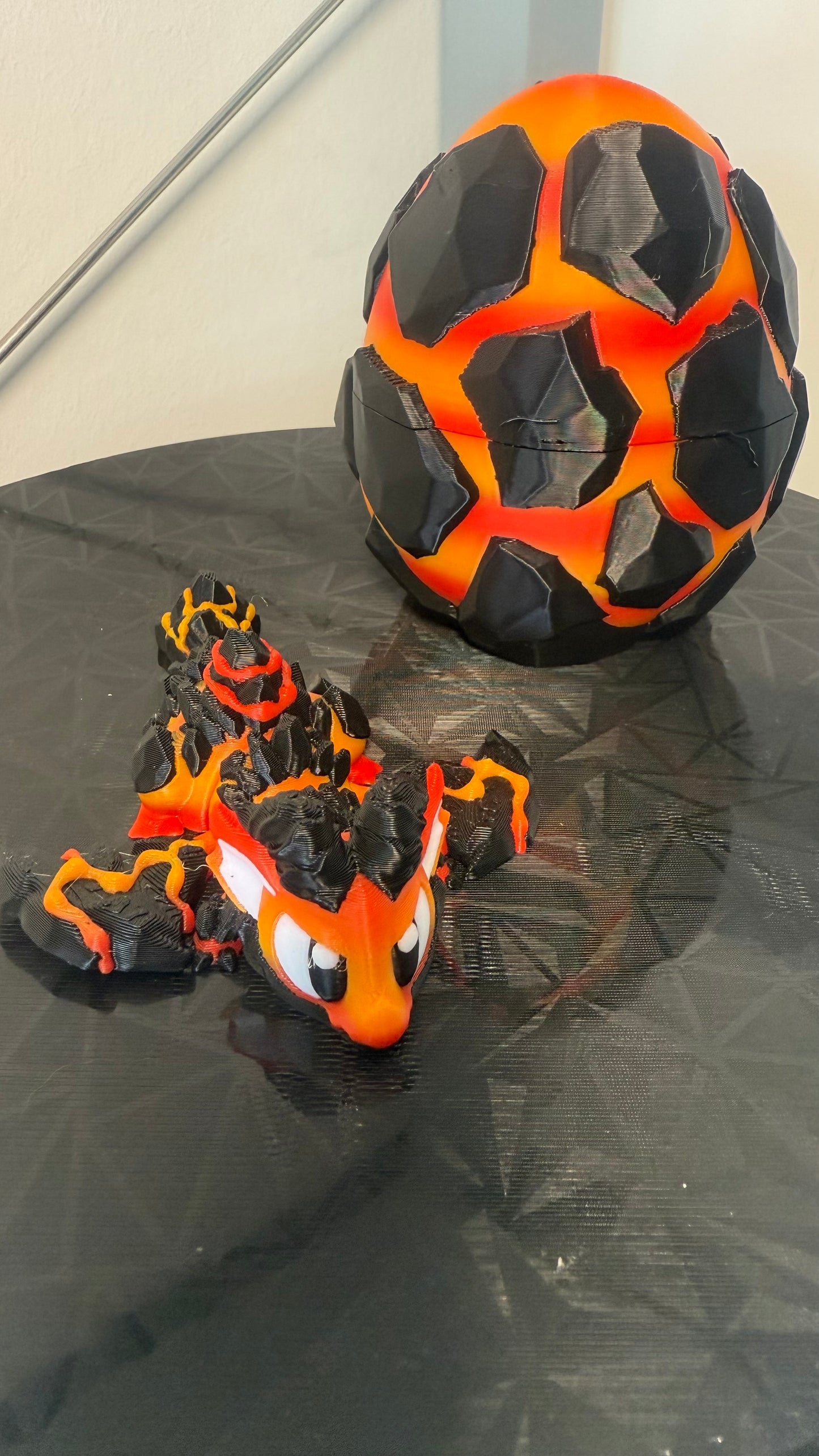 Lava-Drache mit Vulkan-Ei – 3D-gedrucktes Fantasy-Set