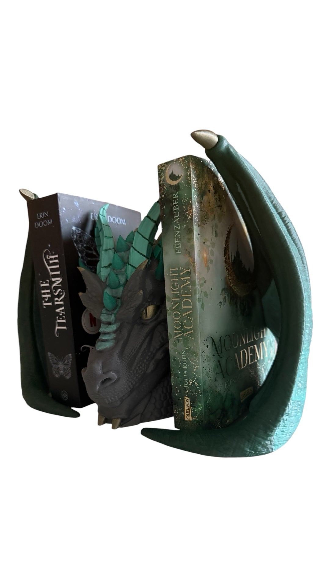 🖤 Handbemalte Drachen-Buchstütze – mächtiger Blickfang für Fantasy-Fans