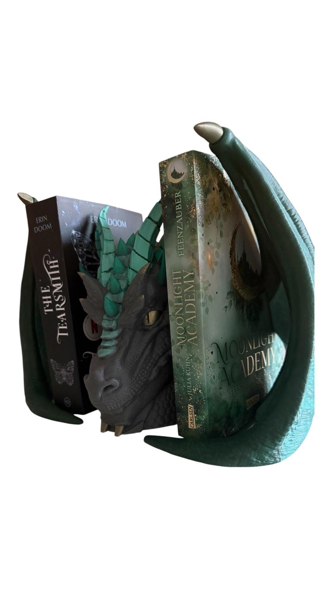 🖤 Handbemalte Drachen-Buchstütze – mächtiger Blickfang für Fantasy-Fans