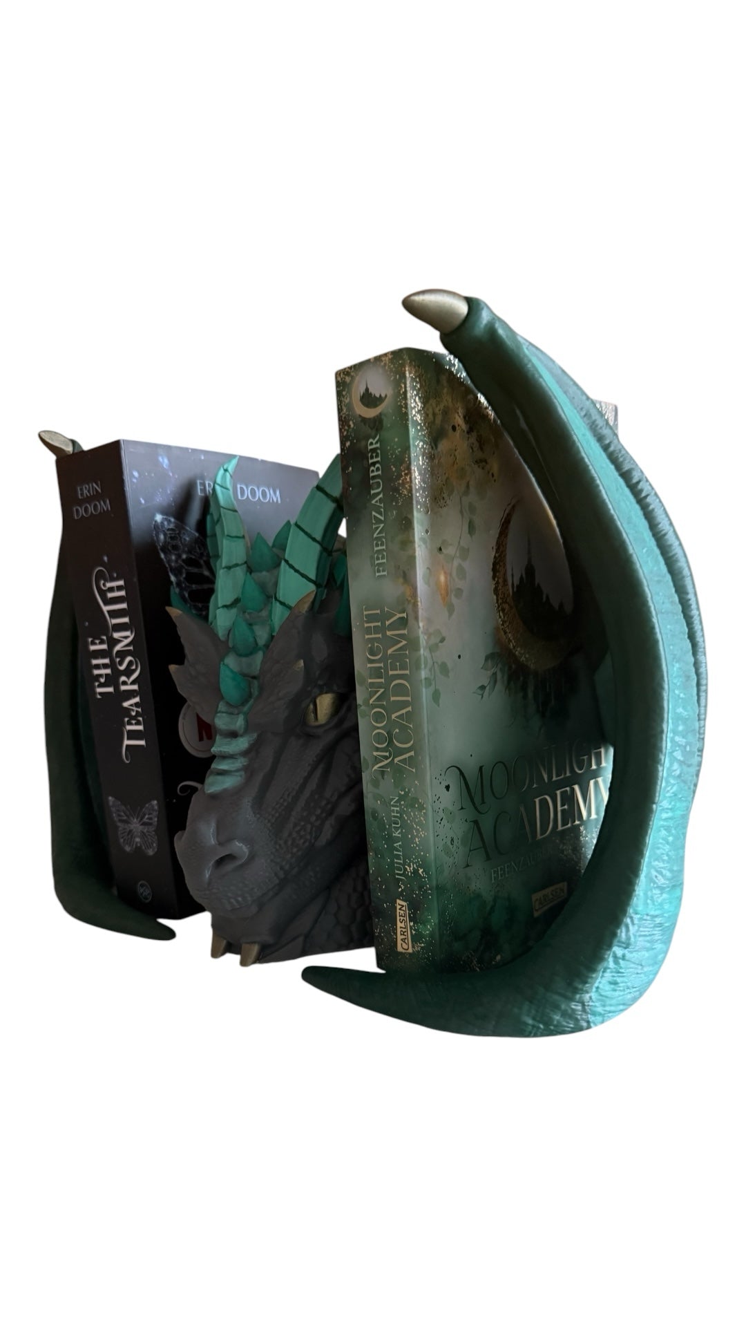 🖤 Handbemalte Drachen-Buchstütze – mächtiger Blickfang für Fantasy-Fans