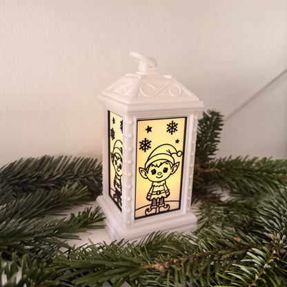 3D gedruckte Weihnachtslaterne – LED Dekolicht mit Weihnachtsmann, Rentier oder Elf | Personalisierte Weihnachtsdeko | Geschenkidee Weihnachten