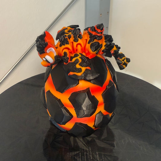 Lava-Drache mit Vulkan-Ei – 3D-gedrucktes Fantasy-Set