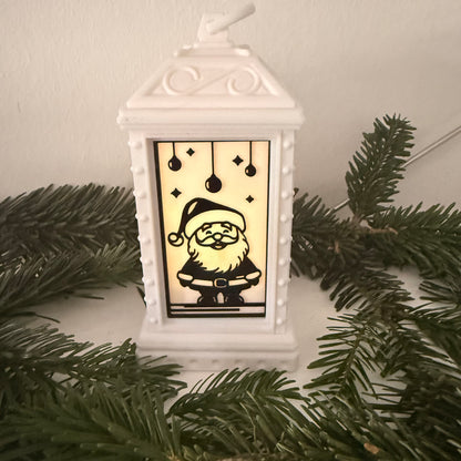 3D gedruckte Weihnachtslaterne – LED Dekolicht mit Weihnachtsmann, Rentier oder Elf | Personalisierte Weihnachtsdeko | Geschenkidee Weihnachten