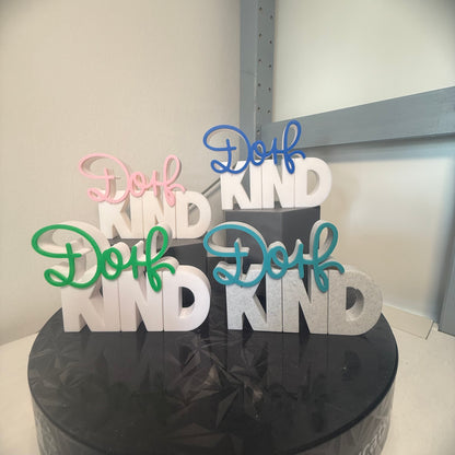 3D-Schriftzug Dorfkind in verschiedenen Farben