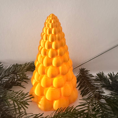 3D gedruckter Weihnachtsbaum aus PLA – Moderne Deko Tanne in Metallic-Optik | Weihnachtsdeko | LED Teelicht Baum (Teelicht nicht inklusive)
