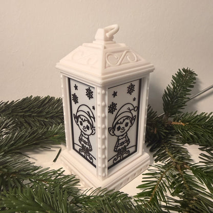 3D gedruckte Weihnachtslaterne – LED Dekolicht mit Weihnachtsmann, Rentier oder Elf | Personalisierte Weihnachtsdeko | Geschenkidee Weihnachten