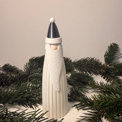 Skandinavischer Weihnachtsmann – 3D-gedruckte Dekofigur mit langer Bartstruktur | Moderne Weihnachtsdeko aus PLA | LED-Teelicht-kompatibel (nicht inklusive)