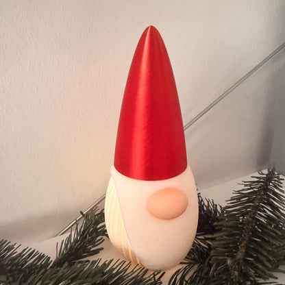 3D-gedruckter Weihnachtsgnom mit LED-Option – Dekoration für Weihnachten & Winter