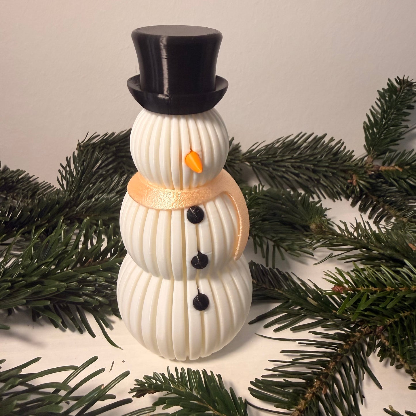 3D gedruckter Schneemann mit Schal – Weihnachtsdeko mit LED-Teelicht-Effekt (Teelicht nicht inklusive)