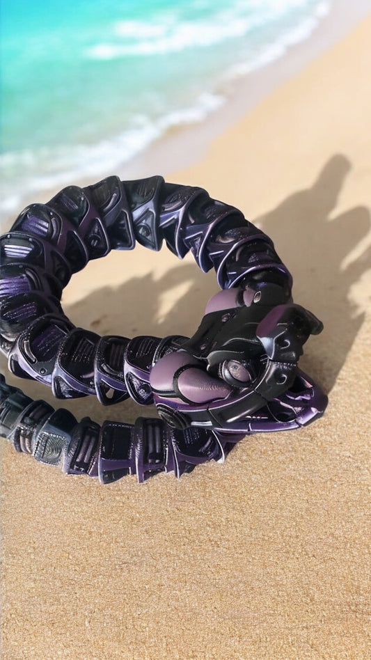 3D-gedruckte Mech-Schlange – Flexibles Sci-Fi Reptil mit leuchtenden Farben