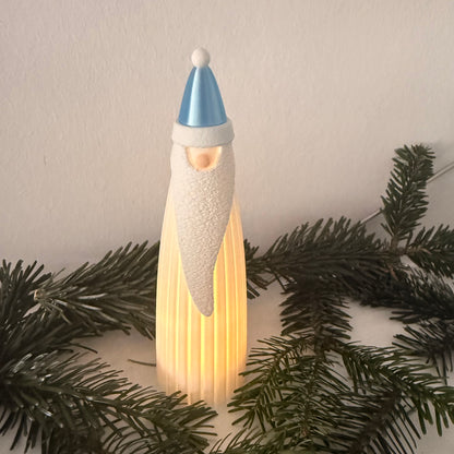Skandinavischer Weihnachtsmann – 3D-gedruckte Dekofigur mit langer Bartstruktur | Moderne Weihnachtsdeko aus PLA | LED-Teelicht-kompatibel (nicht inklusive)