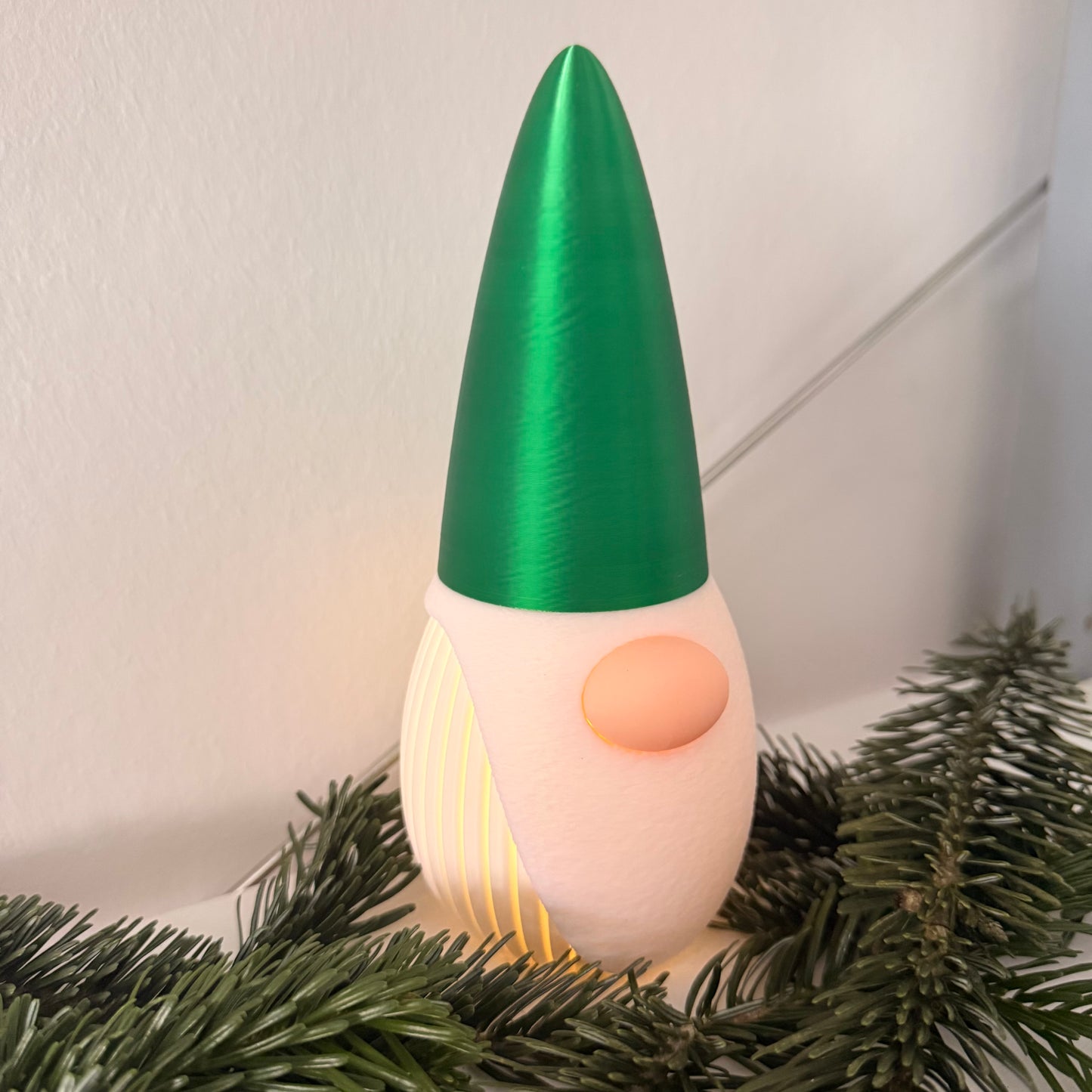 3D-gedruckter Weihnachtsgnom mit LED-Option – Dekoration für Weihnachten & Winter