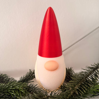 3D-gedruckter Weihnachtsgnom mit LED-Option – Dekoration für Weihnachten & Winter