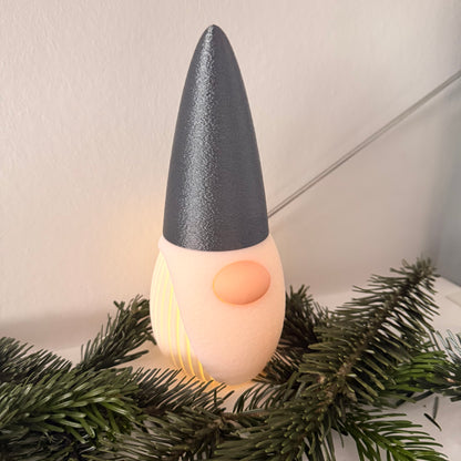 3D-gedruckter Weihnachtsgnom mit LED-Option – Dekoration für Weihnachten & Winter