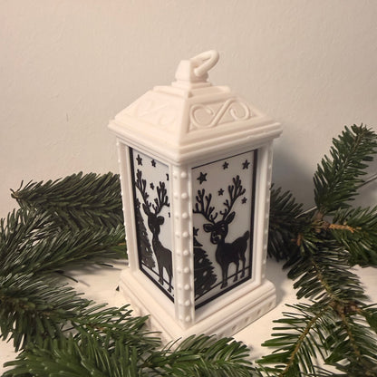 3D gedruckte Weihnachtslaterne – LED Dekolicht mit Weihnachtsmann, Rentier oder Elf | Personalisierte Weihnachtsdeko | Geschenkidee Weihnachten