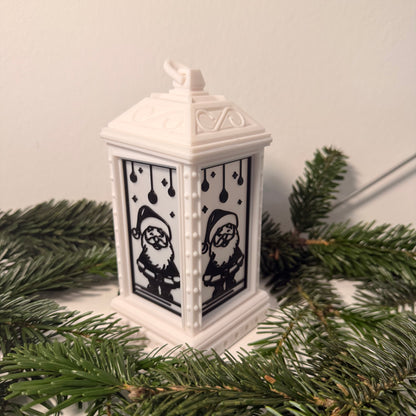 3D gedruckte Weihnachtslaterne – LED Dekolicht mit Weihnachtsmann, Rentier oder Elf | Personalisierte Weihnachtsdeko | Geschenkidee Weihnachten