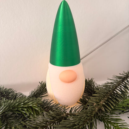 3D-gedruckter Weihnachtsgnom mit LED-Option – Dekoration für Weihnachten & Winter