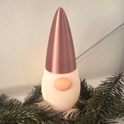 3D-gedruckter Weihnachtsgnom mit LED-Option – Dekoration für Weihnachten & Winter