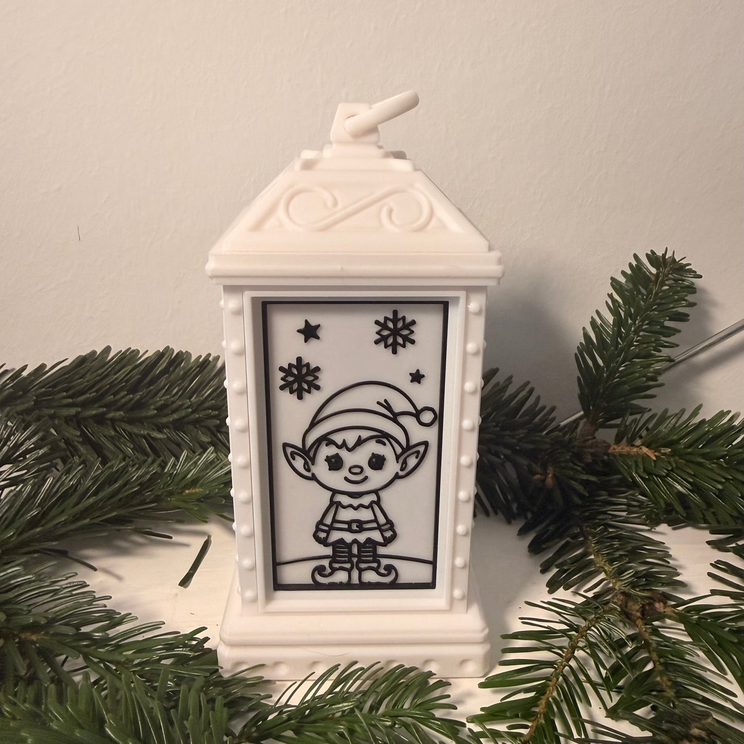 3D gedruckte Weihnachtslaterne – LED Dekolicht mit Weihnachtsmann, Rentier oder Elf | Personalisierte Weihnachtsdeko | Geschenkidee Weihnachten