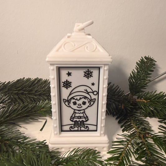 3D gedruckte Weihnachtslaterne – LED Dekolicht mit Weihnachtsmann, Rentier oder Elf | Personalisierte Weihnachtsdeko | Geschenkidee Weihnachten