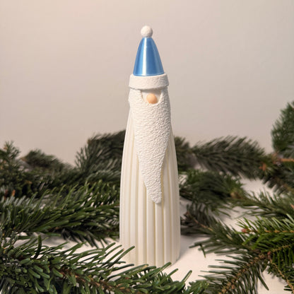 Skandinavischer Weihnachtsmann – 3D-gedruckte Dekofigur mit langer Bartstruktur | Moderne Weihnachtsdeko aus PLA | LED-Teelicht-kompatibel (nicht inklusive)