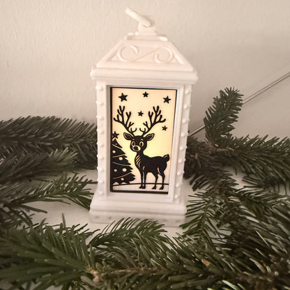 3D gedruckte Weihnachtslaterne – LED Dekolicht mit Weihnachtsmann, Rentier oder Elf | Personalisierte Weihnachtsdeko | Geschenkidee Weihnachten