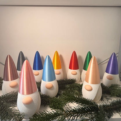 3D-gedruckter Weihnachtsgnom mit LED-Option – Dekoration für Weihnachten & Winter