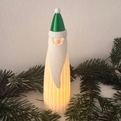 Skandinavischer Weihnachtsmann – 3D-gedruckte Dekofigur mit langer Bartstruktur | Moderne Weihnachtsdeko aus PLA | LED-Teelicht-kompatibel (nicht inklusive)