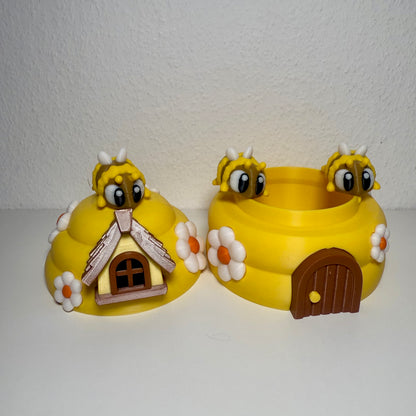 Bienenhaus mit süßen Bienen – 3D-gedrucktes Deko-Set | Personalisierbar & handgefertigt