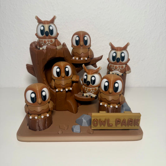 Owl Park – 3D-gedrucktes Eulen-Diorama | Eulenfamilie