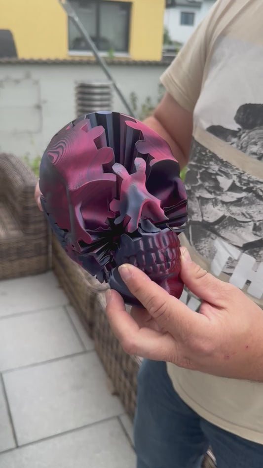 3D-gedruckter Totenkopf-Zahnrad Fidget Toy – Einzigartiges Stressabbau-Spielzeug mit drehbaren Zahnrädern