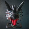 3D-gedruckter Triceratops-Schädel als Wandhalter für Controller und Headset, Frontalansicht
