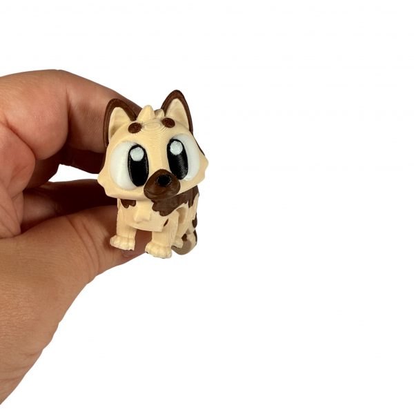Schäferhund hell Mini-Figur in der Hand, Nahaufnahme