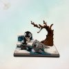 Eisscholle Mini-Landschaft mit Pinguinen und Robbe – Seitenansicht