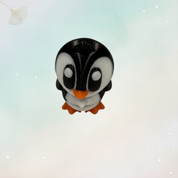 Pinguin Mini-Figur mit orangem Schnabel, 3D-gedruckt