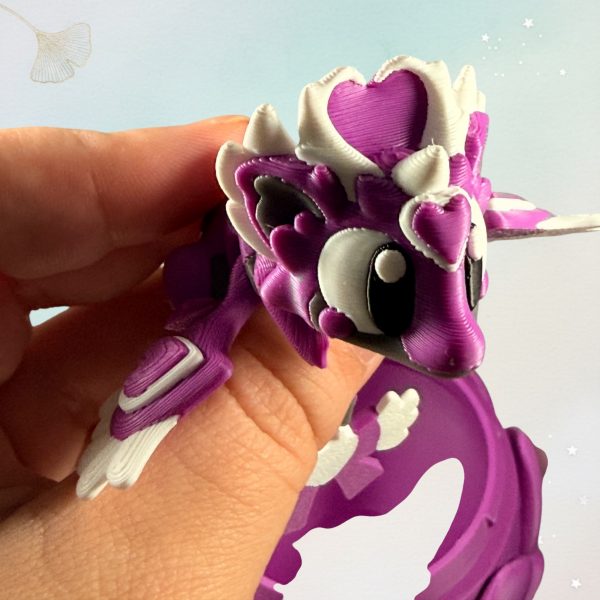 Herzdrache Lila mit Ei – Fantasy-Drachenfigur, Ansicht 9