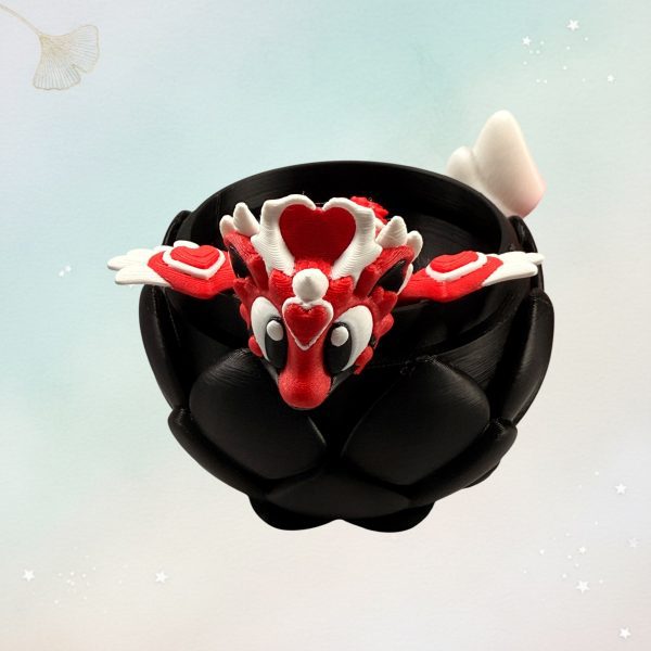 Herzdrache Rot mit Ei – Fantasy-Drachenfigur, Ansicht 4