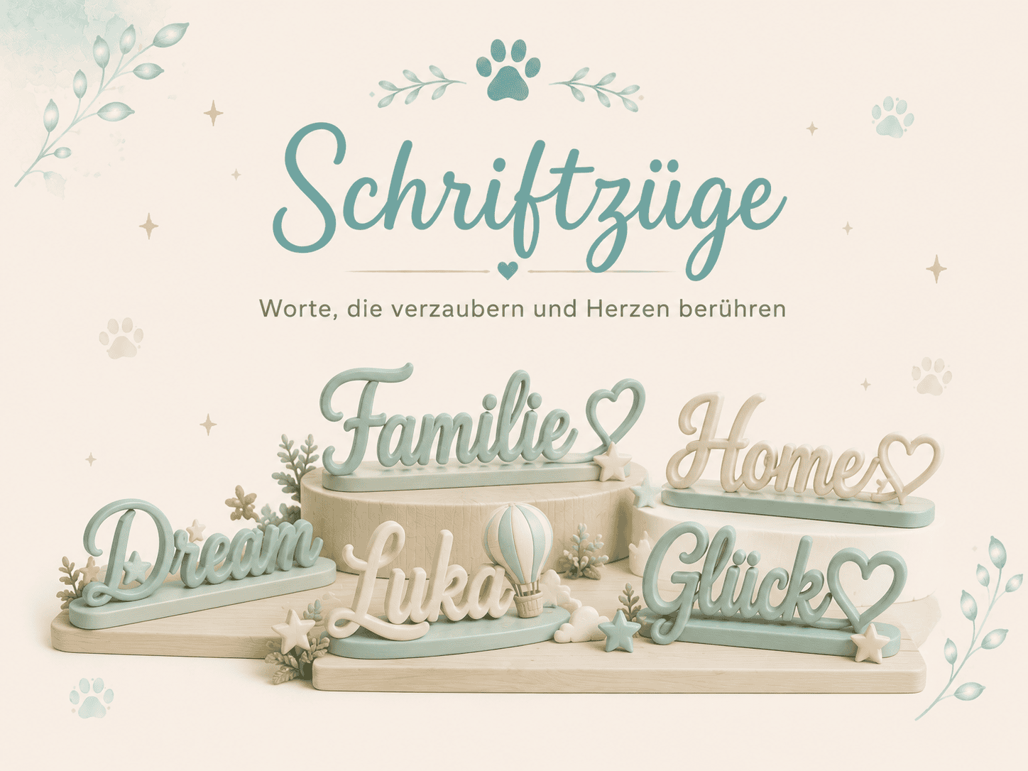 Kategorie Schriftzüge – 3D-gedruckte Produkte von Snowcats Welt