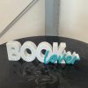 BOOKlover Schriftzug in Stein-Weiß und Türkis – 3D-Druck Deko für Bücherfreunde