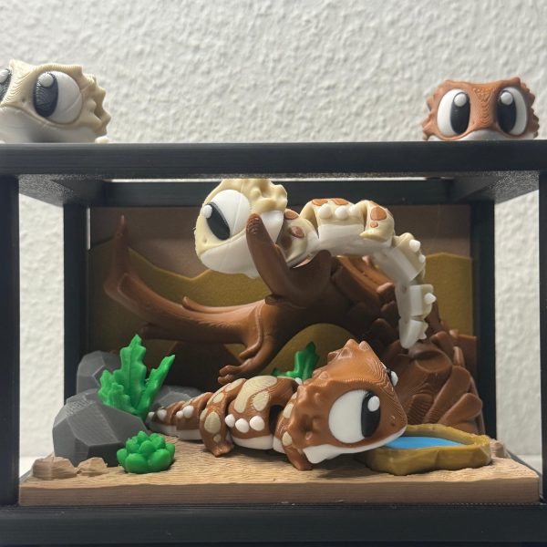 Gecko mit Terrarium-Set – 3D-gedruckte Tierfigur