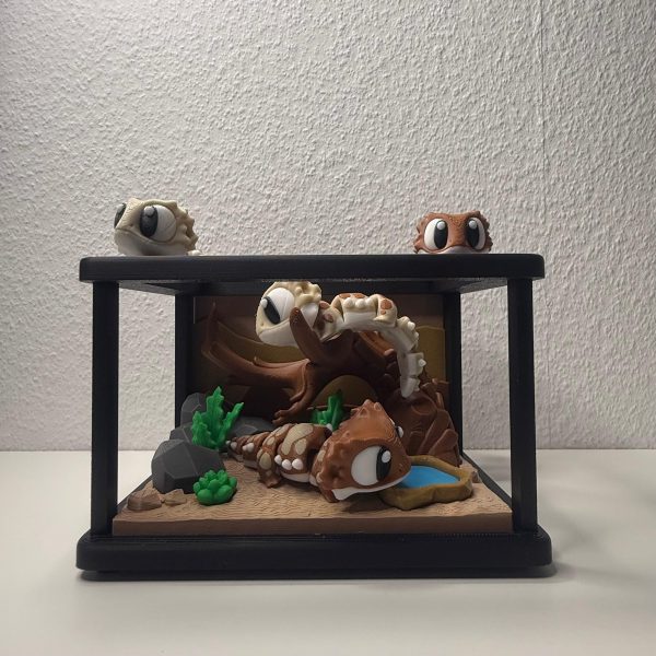Gecko mit Terrarium-Set – 3D-gedruckte Tierfigur – Ansicht 2
