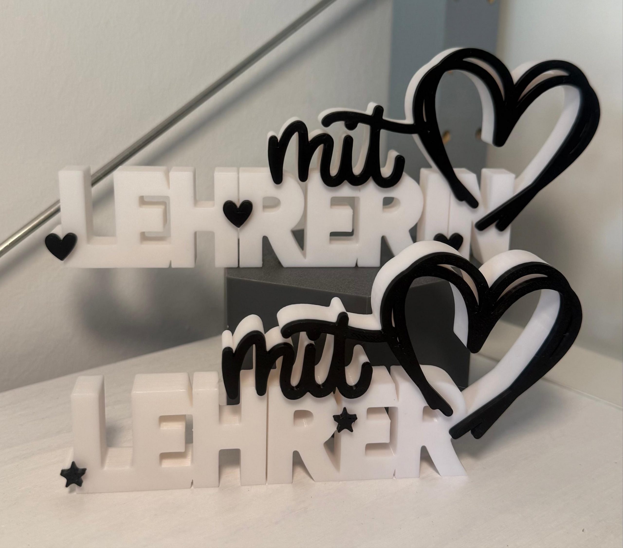Schriftzug Lehrer mit Herz – 3D-Druck Geschenk für Lehrer