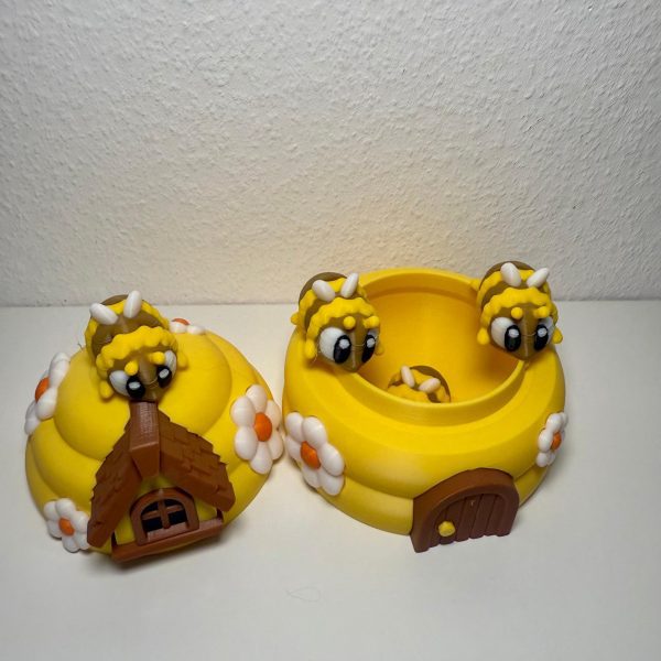 Bienenhaus mit Bienen – 3D-gedrucktes Deko-Set – Ansicht 3