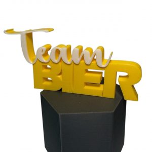 Schriftzug Team Bier in Biergelb und Weiß – 3D-Druck Deko
