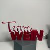 Schriftzug Team Wein in Bordeaux-Rot und Weiß – 3D-Druck Deko