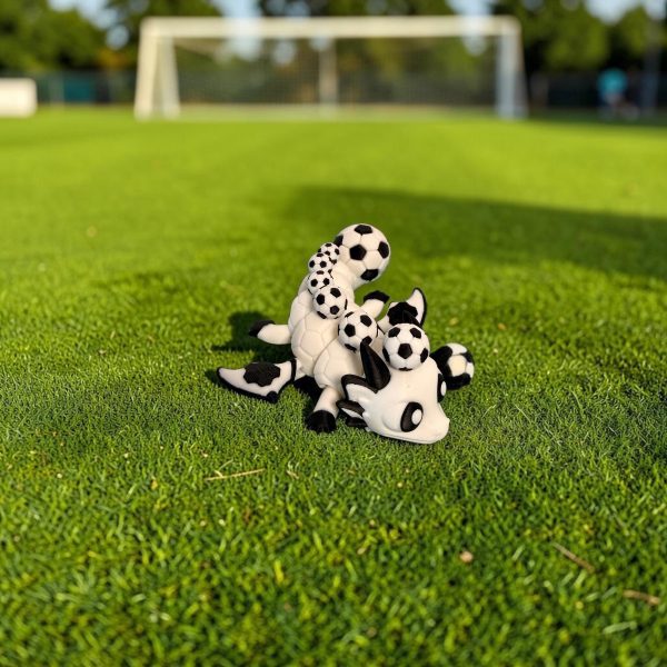 Fußballdrache – beweglicher 3D-Druck Drache im Fußball-Design – Ansicht 2