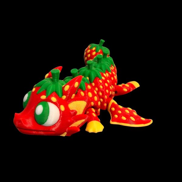 Erdbeerdrache – beweglicher 3D-Druck Drache im Erdbeer-Design – Ansicht 6