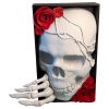 Gothic Buchstütze mit Totenkopf und Rosen – 3D-Druck Bücherregal-Deko