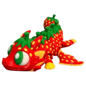 Erdbeerdrache – beweglicher 3D-Druck Drache im Erdbeer-Design