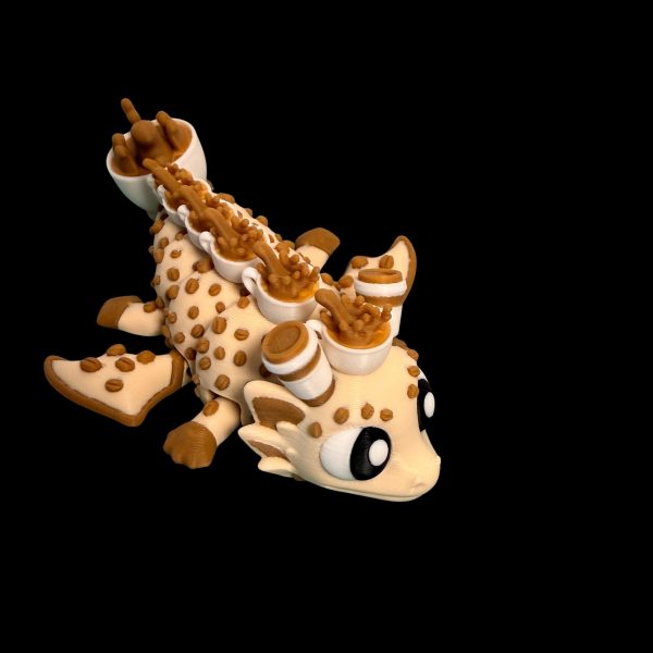 Kaffeedrache mit Kaffeebechern – 3D-gedruckte Fantasy-Figur – Ansicht 7